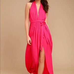 Magical Movement Hot Pink Wrap Maxi Dress